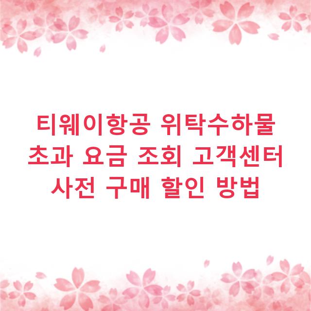 티웨이항공 위탁수하물 초과 요금 조회 고객센터 사전 구매 할인 방법