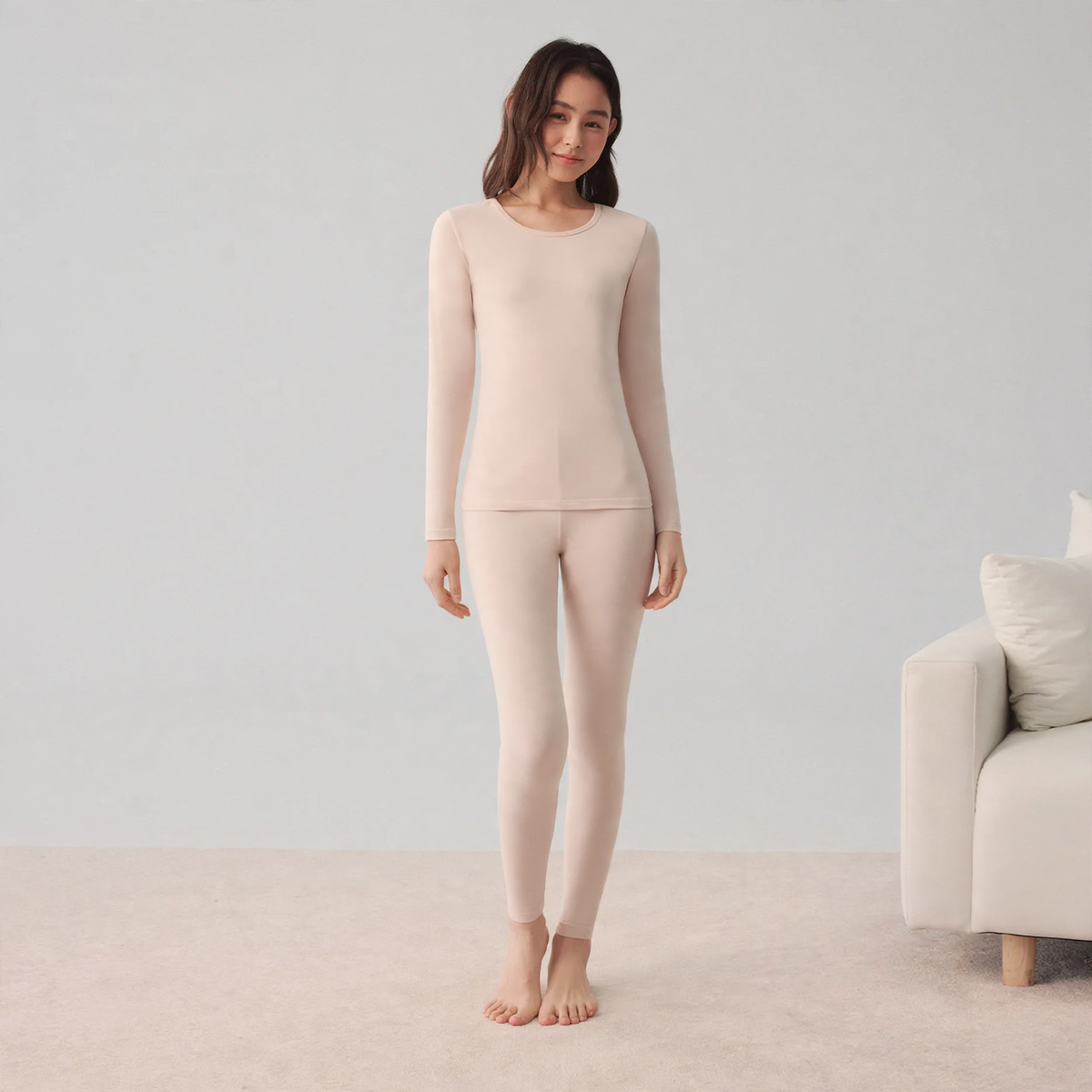 Women's Cotton Thermal Set, Round Neck