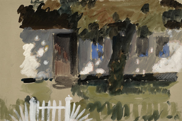 Landschaftsstudie Haus mit Garten und Baum 1895