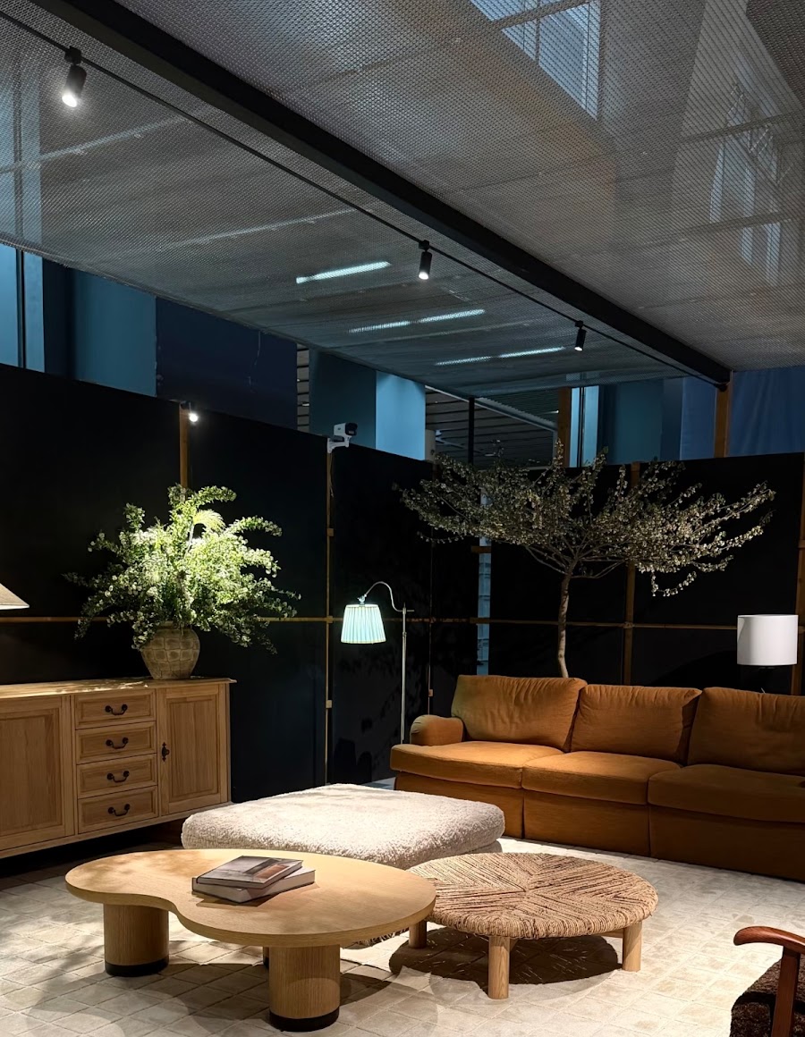 Modern living room furniture display at Canton Fair