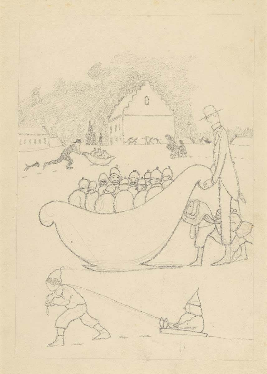 Les plaisirs de la glissade au traîneau 1918