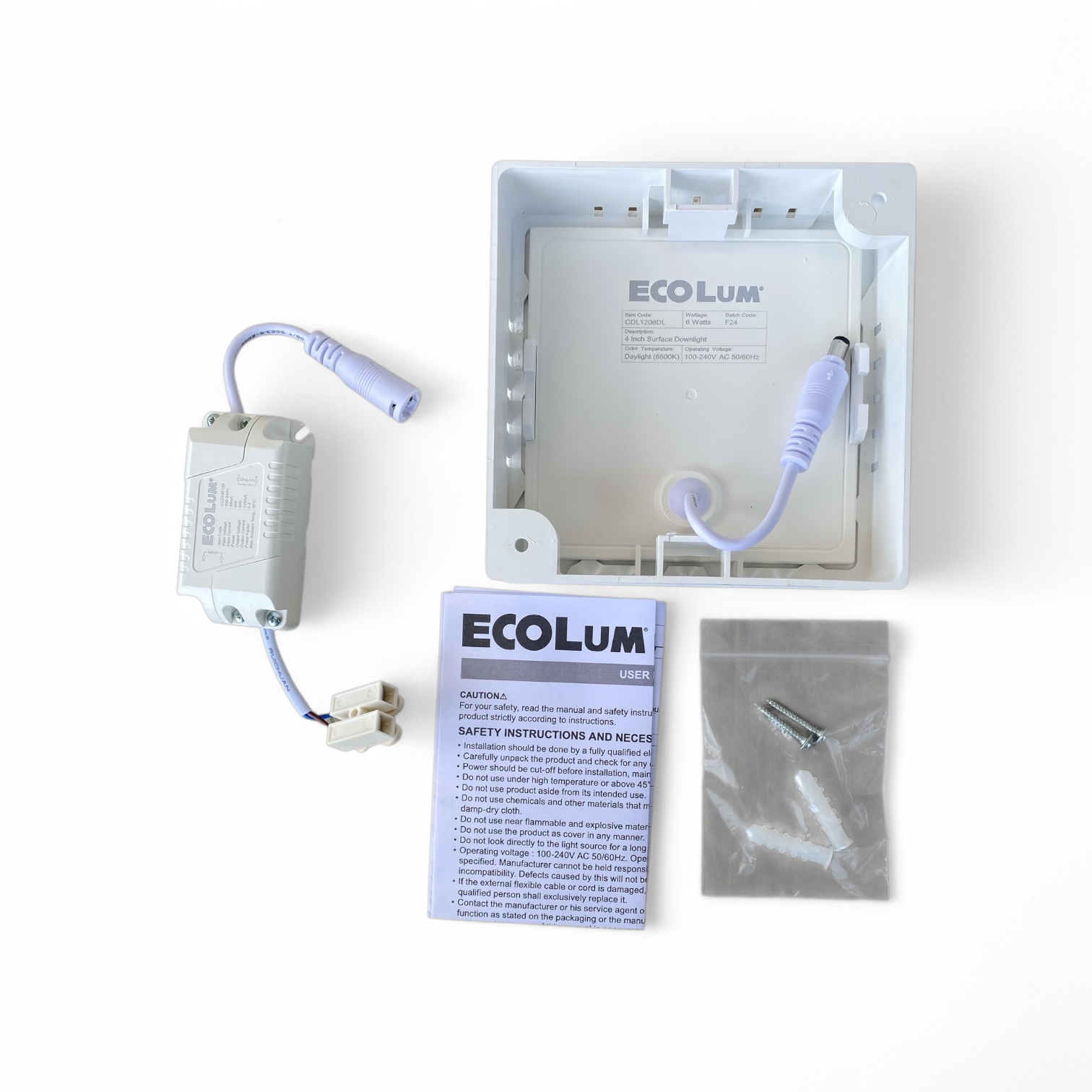 Ecolum Square Surface Downlights (Daylight)