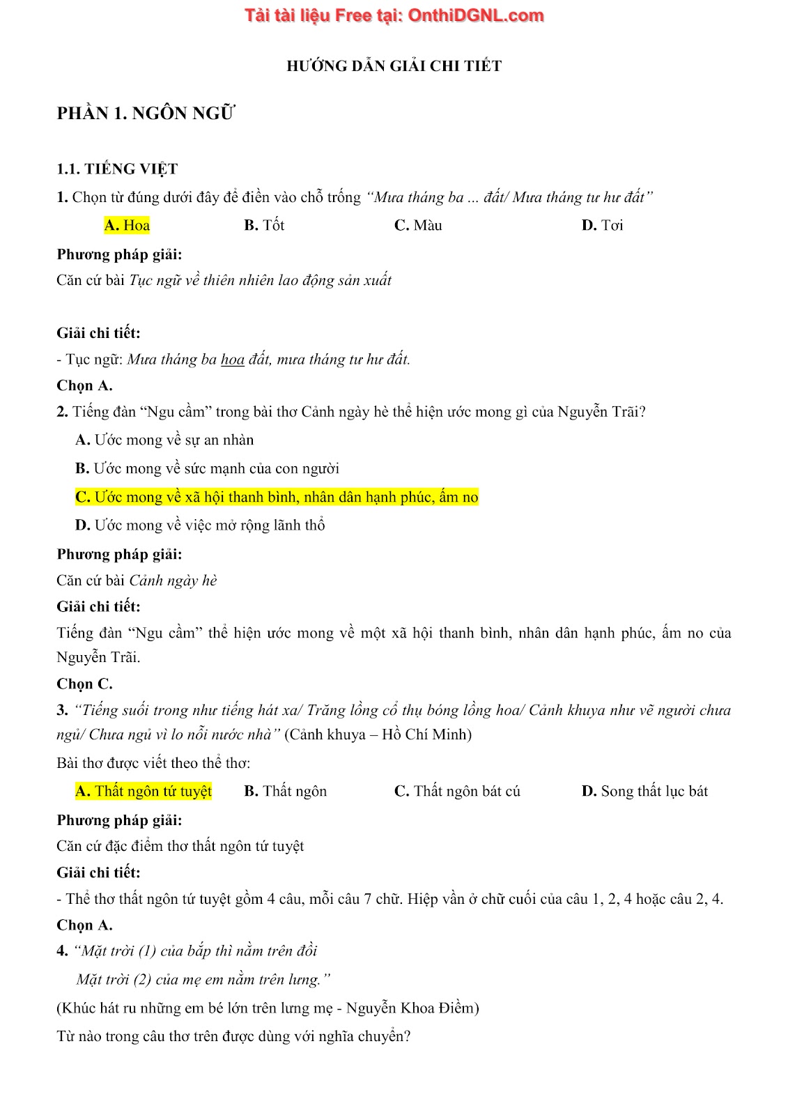 500 bài tập môn Ngữ Văn - Ôn thi ĐGNL ĐHQG TP HCM Phần 8