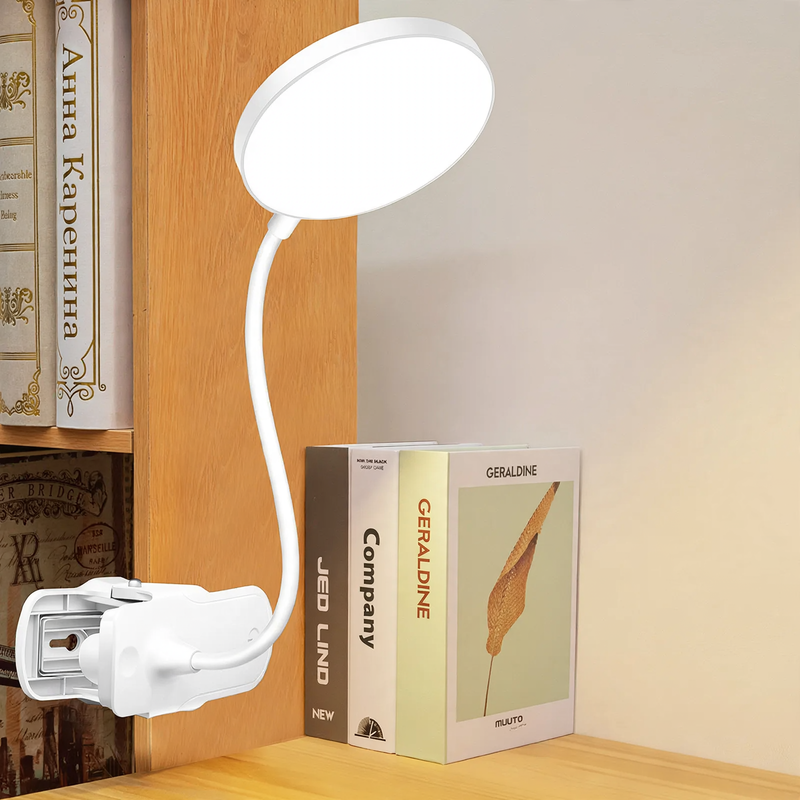 LED clip-on lamp for studying and reading, eye-friendly