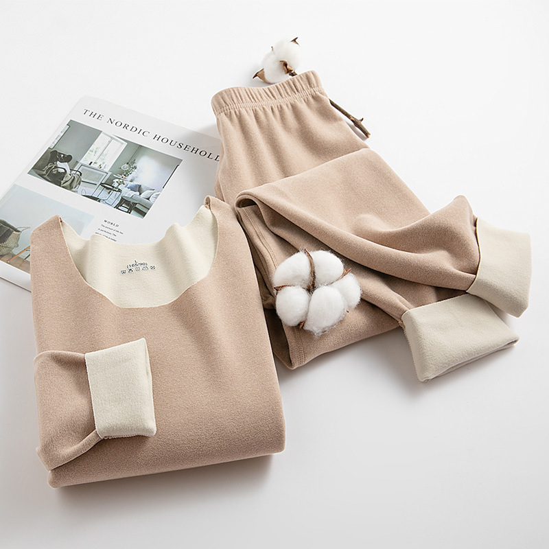 Thermo set with dual-sided fleece, seamless