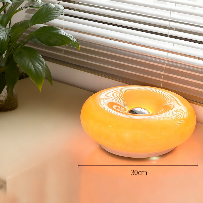 Glastischleuchte Donut-Form mit Farbwechsel