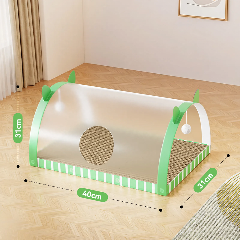 Scratching board and tunnel made of corrugated cardboard for cats