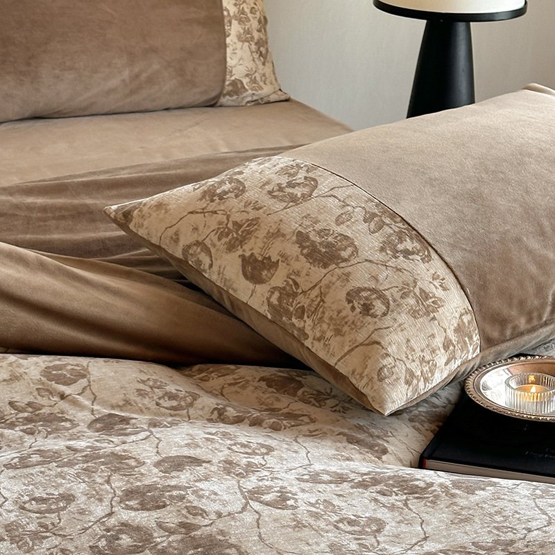 Milchfaser-Fleece Bettwäsche-Set, 4-teilig, warm, mit Jacquard