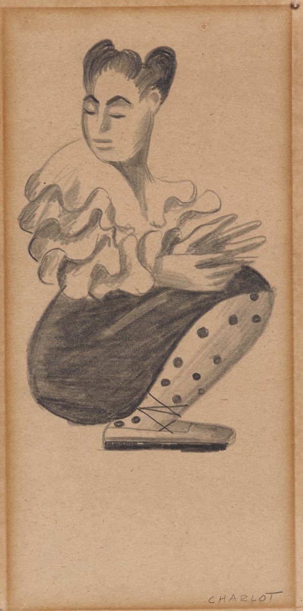 Portrait of Janet Braguin in the style of JeanCharlot early 20thcentury