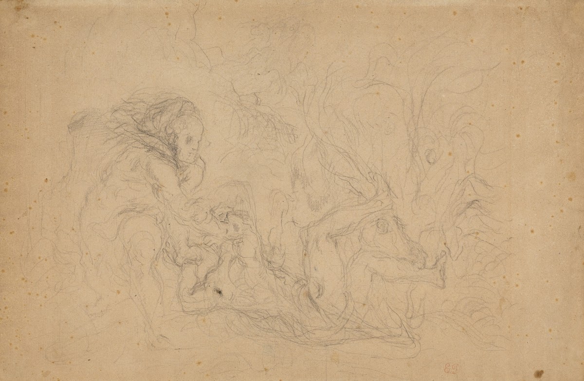 Herkules kaster Diomedes for hans egne heste