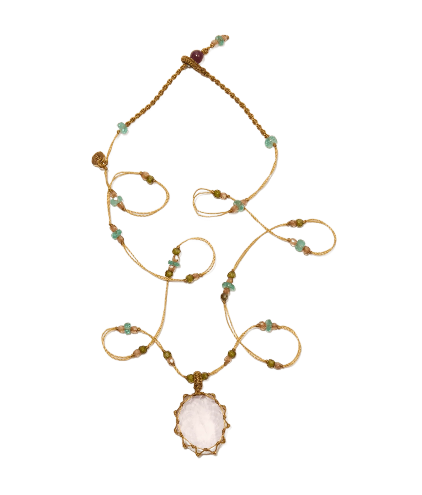 Тибетское колье Розовый кварц LONG