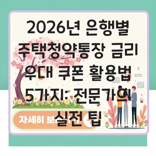 은행별 주택청약통장 금리 우대 쿠폰 및 이벤트 참여로 추가 이율 받는 팁 대표 이미지