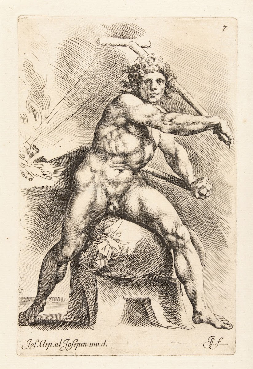 Nude man working on a bellows 1666 1671