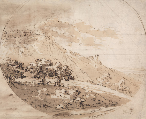 Oval Hilly Landscape ca 1780