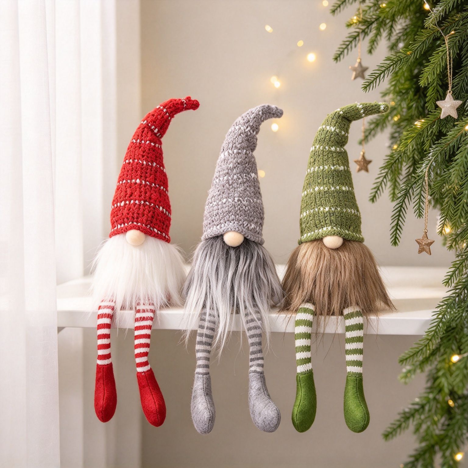 Christmas gnome with long legs, fabric