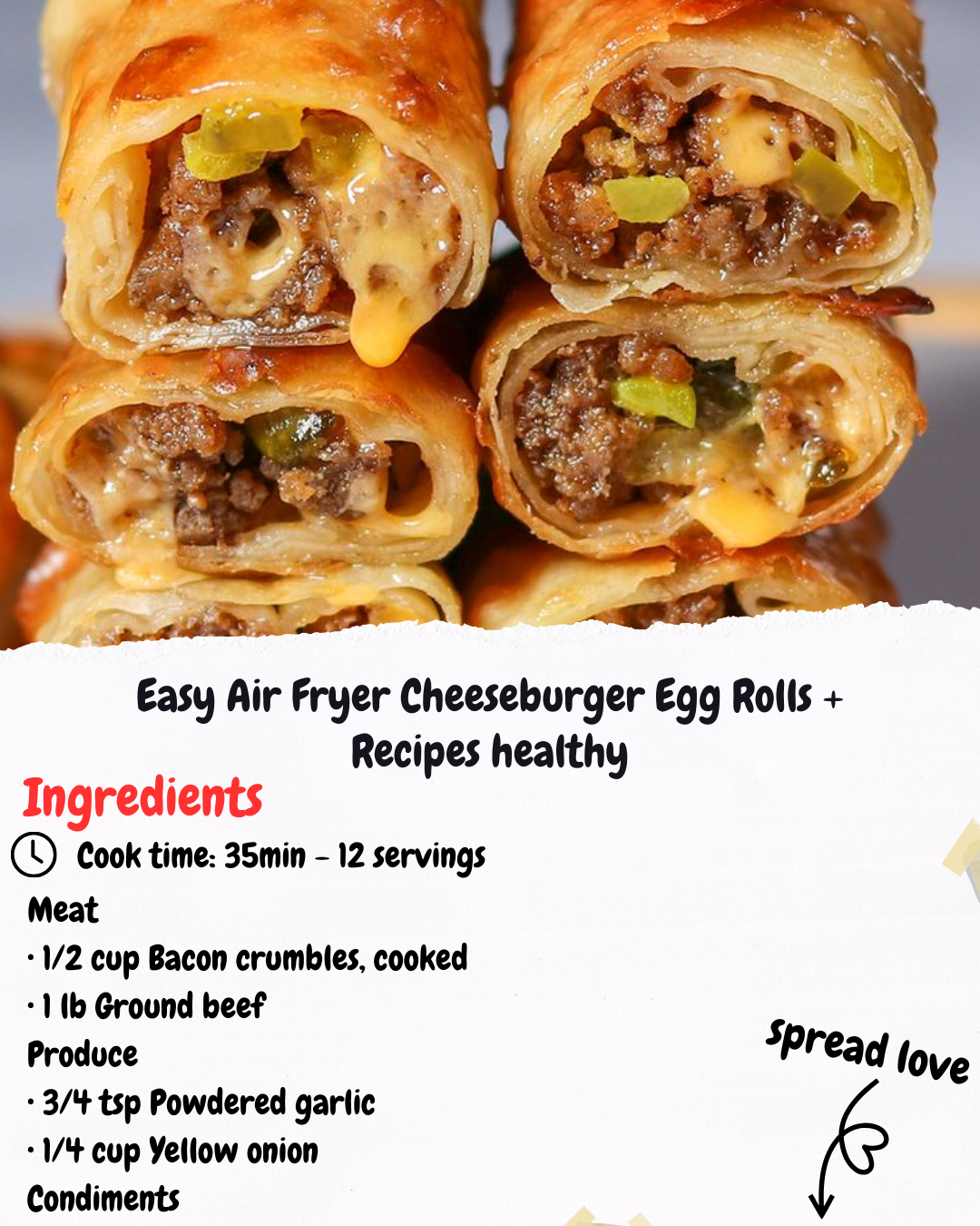 Easy Air Fryer Cheeseburger Egg Rolls + Recipes healthy