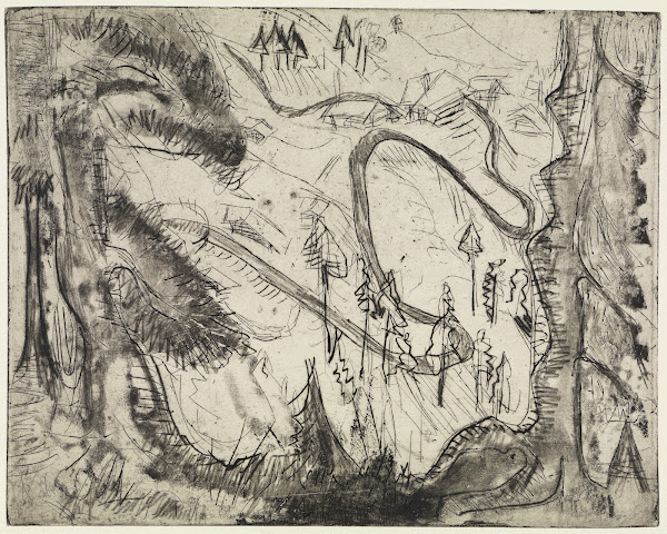 Bergweg von oben gesehen 1918