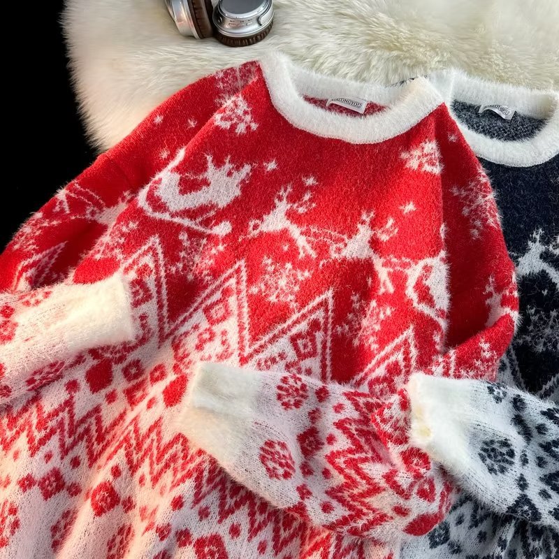 Retro Christmas sweater for men, loose fit