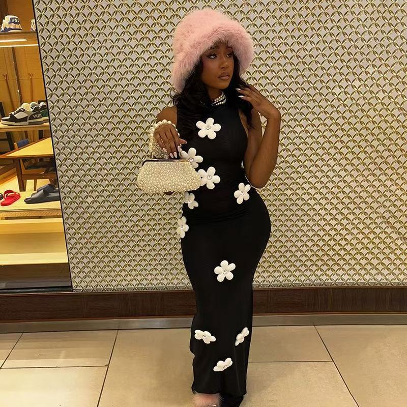 Long Flowery open back Gown