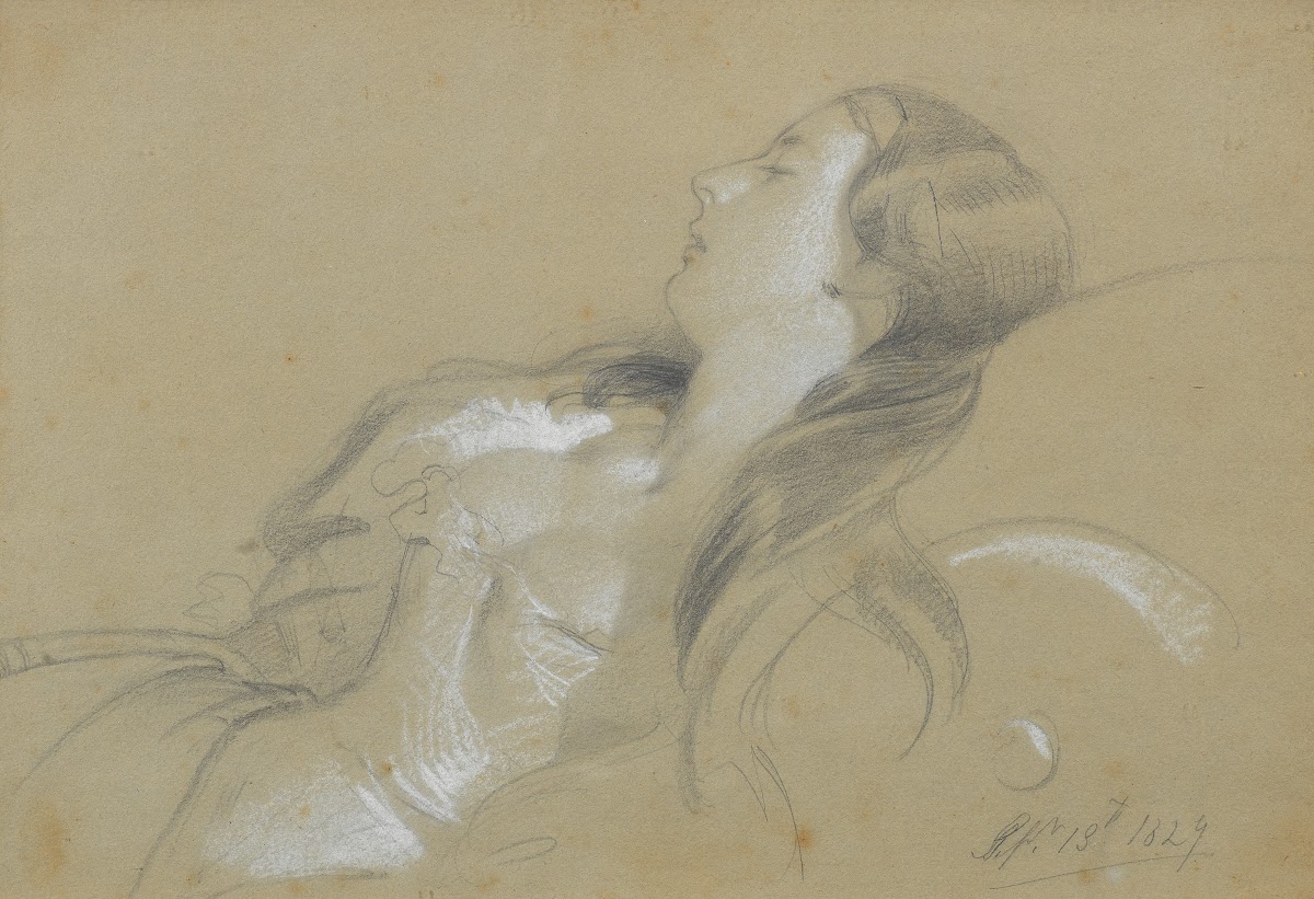 A sketch of a lady sleeping 1829