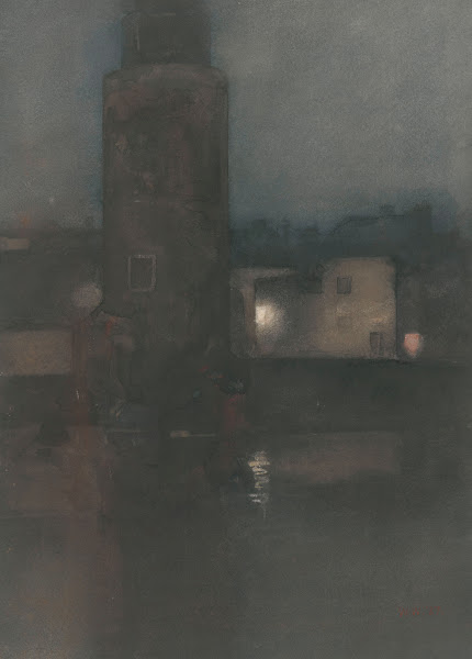 De Montelbaanstoren te Amsterdam bij nacht 1887
