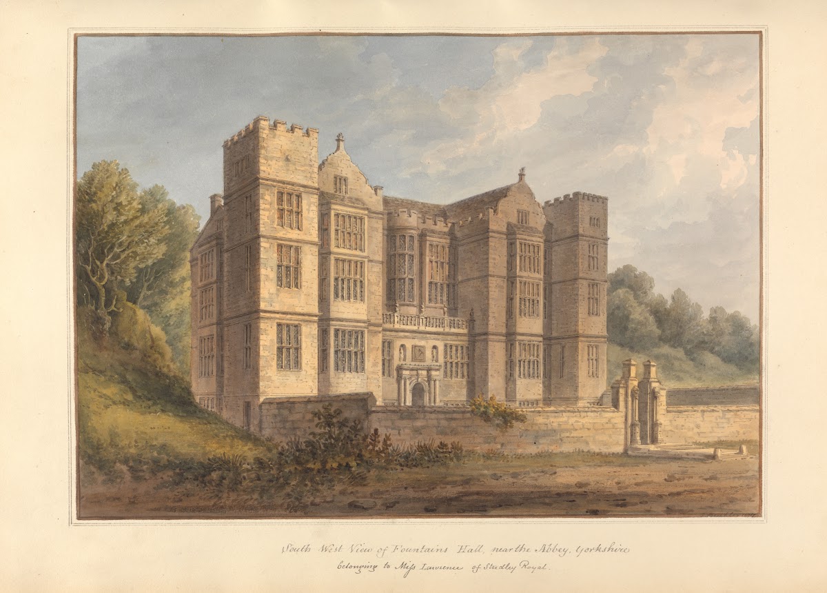 South West View of Fountains Hall near the Abbey Yorkshire belonging to Miss Lar