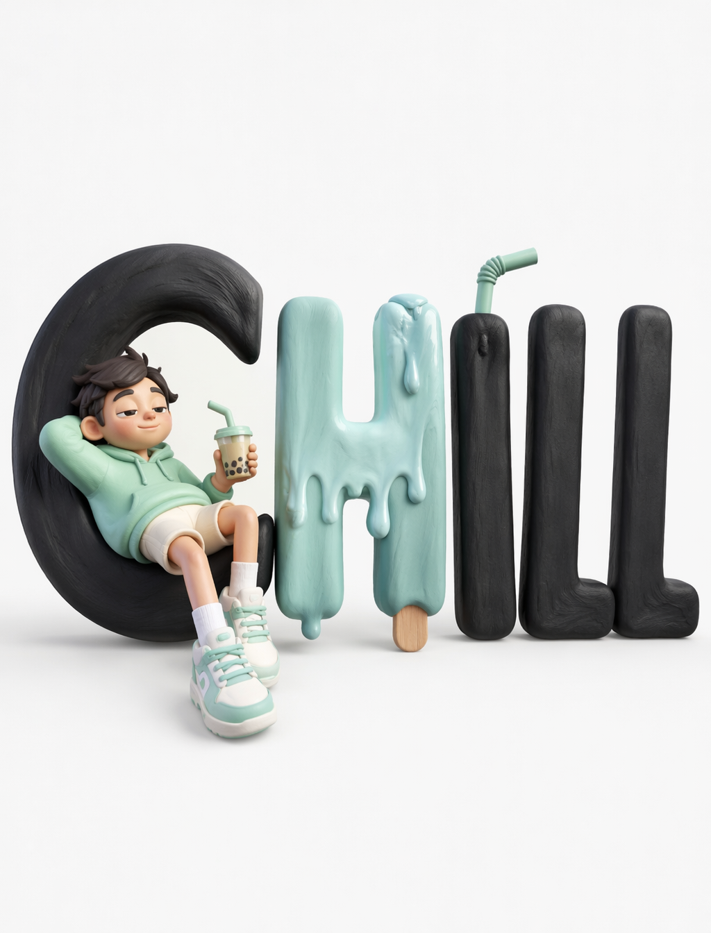 Ilustración minimalista en 3D de arcilla de