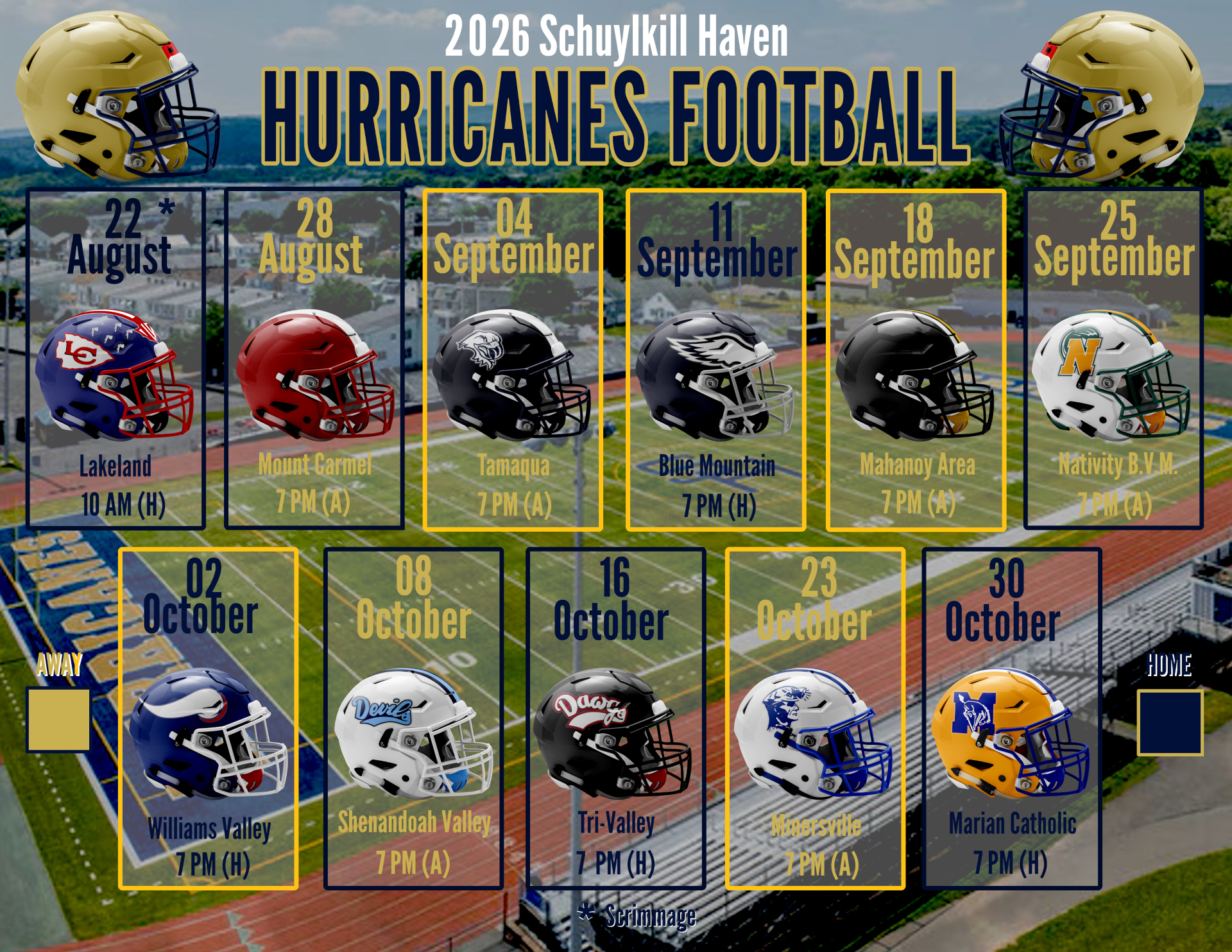 Schuylkill Haven Hurricanes - 2026 Varsity Football Schedule