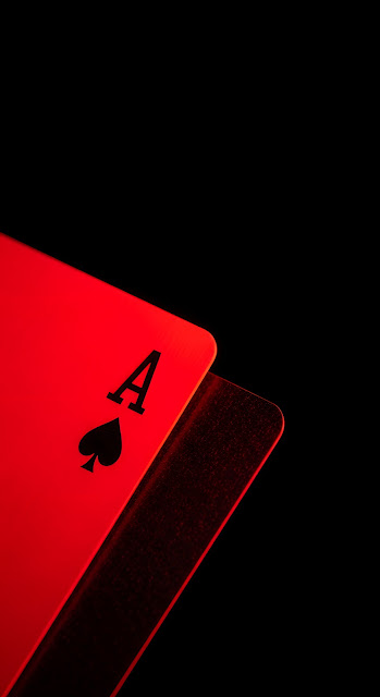Extreme Macro Minimalist View of an Ace of Spades Playing Card in Red - Free mobile Wallpaper