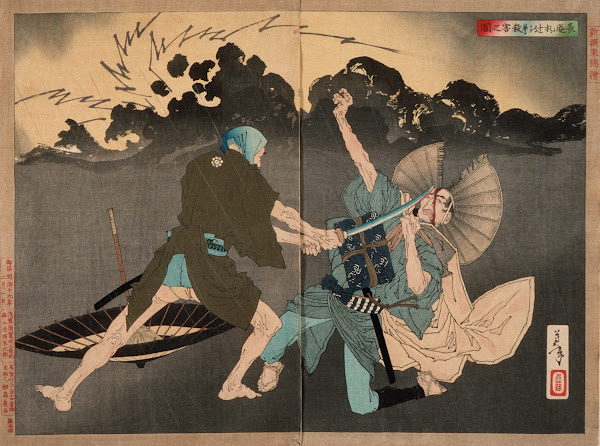 Murai Chōan Killing His Younger Brother at the Crossroads 1866