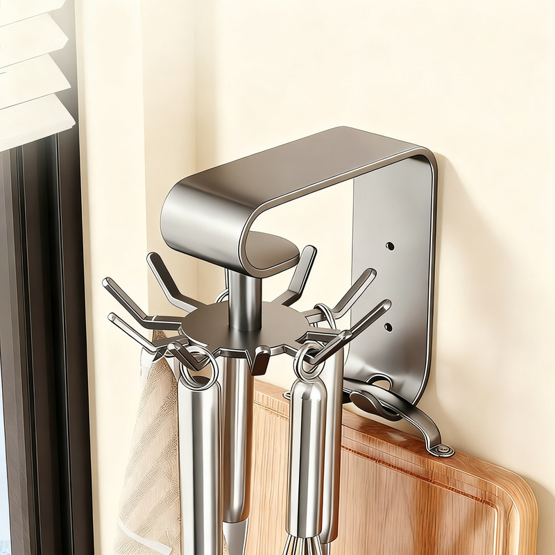 Rotating kitchen wall hook with 10 hooks