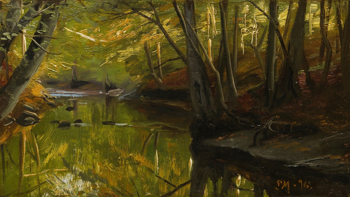 Waldinneres mit Gewässer 1896