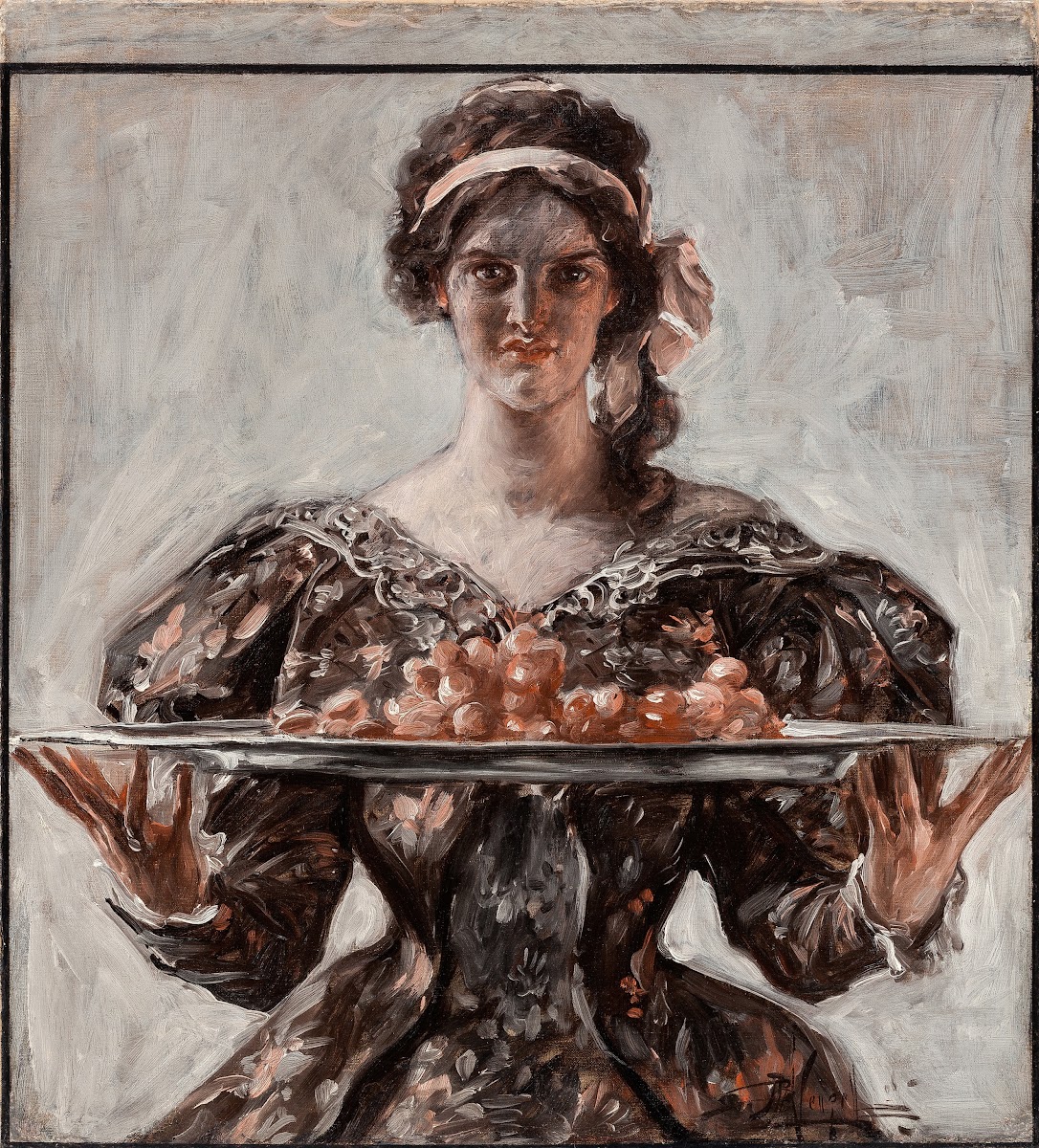 Woman Presenting Holiday Platter 1906