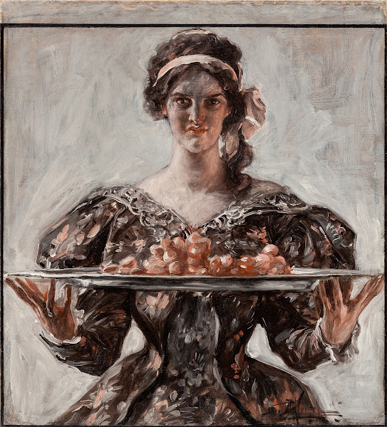 Woman Presenting Holiday Platter 1906