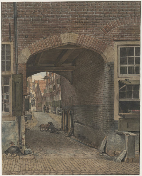 Gezicht in het Nieuw Heiligland door poort aan het Klein Heiligland 1795 1805