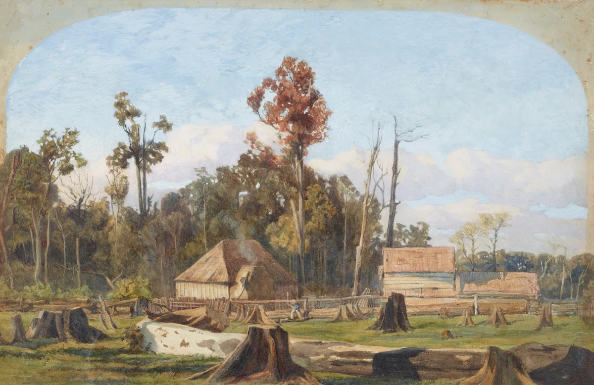Settlers home Merton near New Plymouth 1851