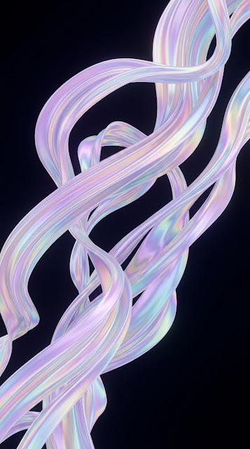 Abstract Floating Holographic Ribbons in Dark Space - Free mobile Wallpaper