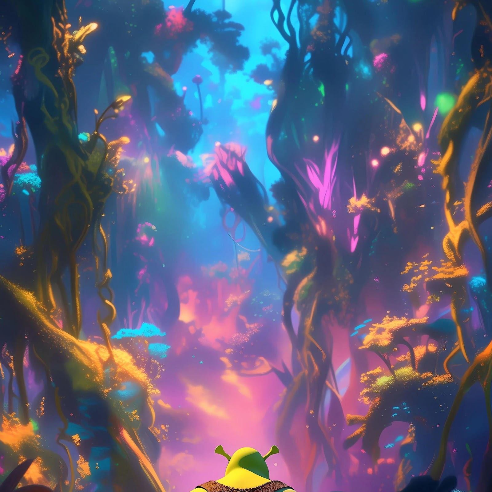 Download Shrek in a Bioluminescent Forest 4K iPhone