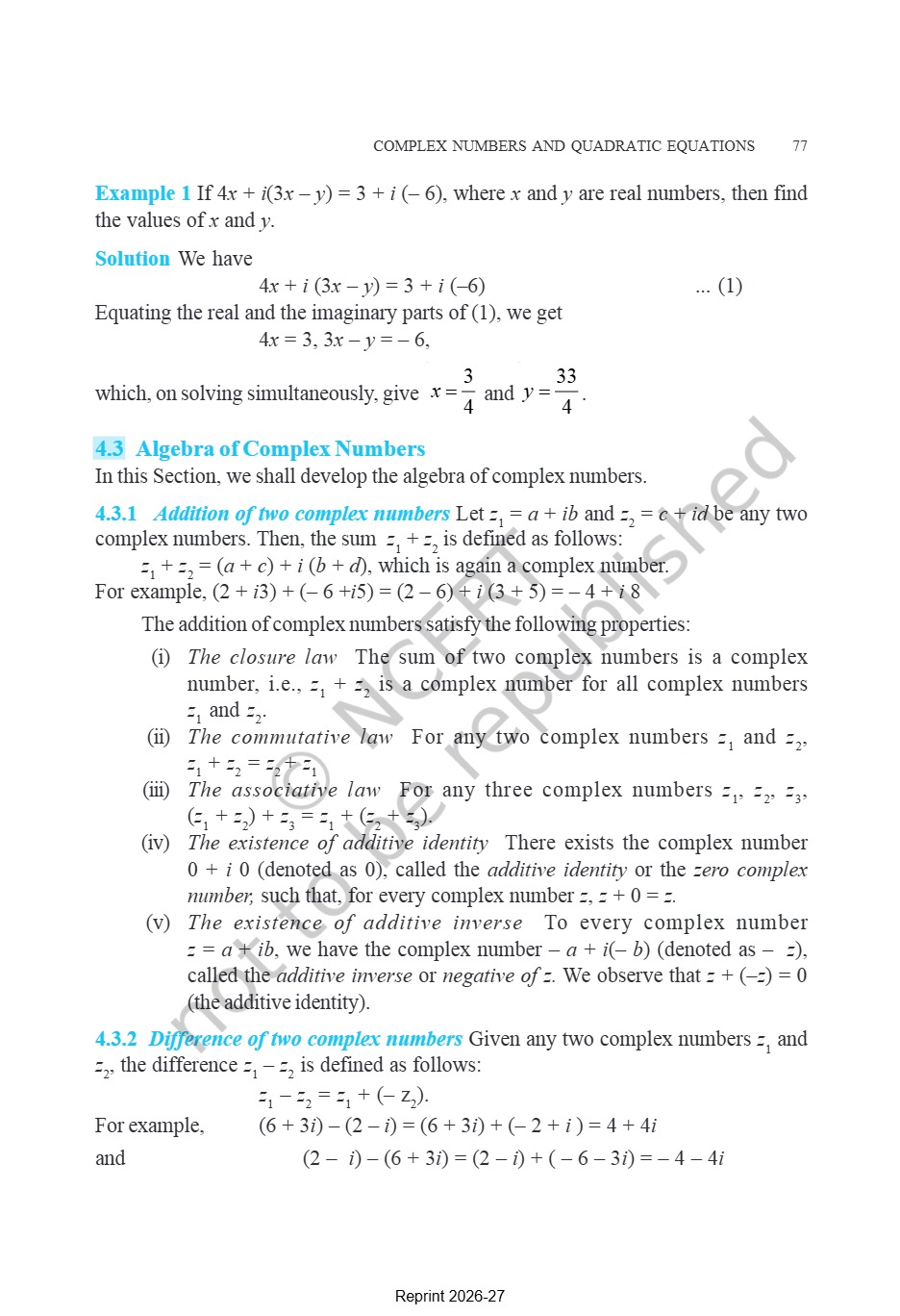 AHSEC Class 11 Mathematics Chapter 4 books Pdf (English Medium) ~ Daily ...