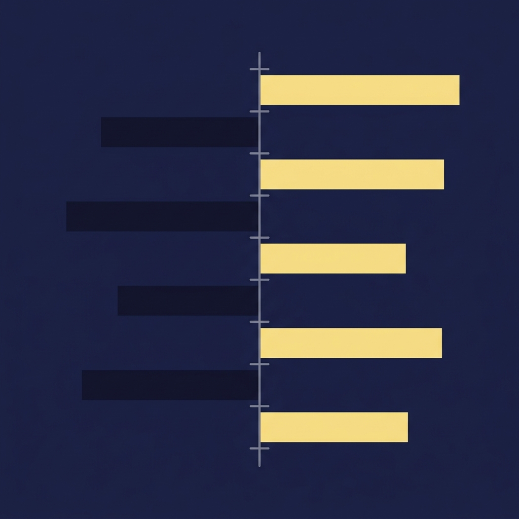 Minimal 2D vector bar chart illustrating clippers prediction net rating versus opponent on dark Funded Plays palette with clean flat bars and generous negative space
