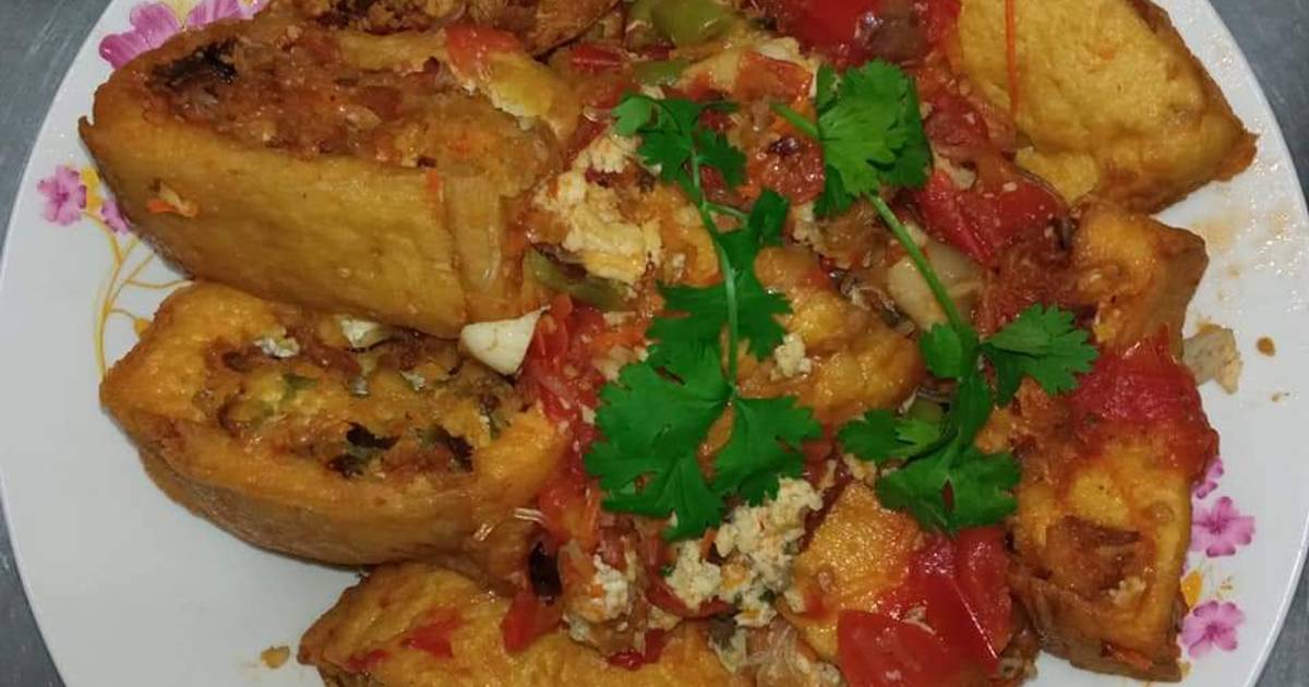 Đậu hũ nhồi sốt cà chua