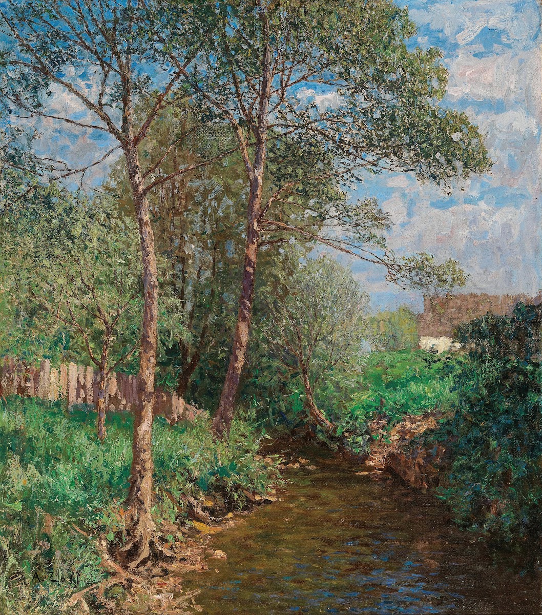 A Sunny Landscape with Stream