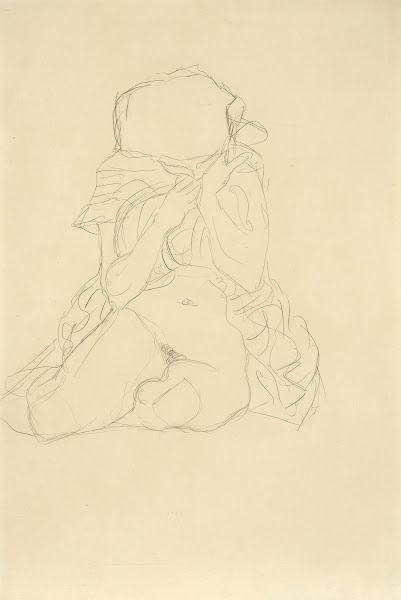 Sitzender Halbakt von vorne Studie zu Tod und Leben Semi Nudeseated Study for De