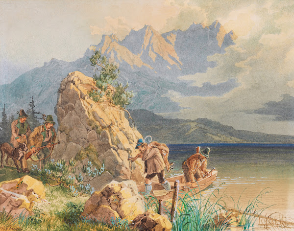 Jäger und Wilderer am Eibsee bei der Zugspitze 1851