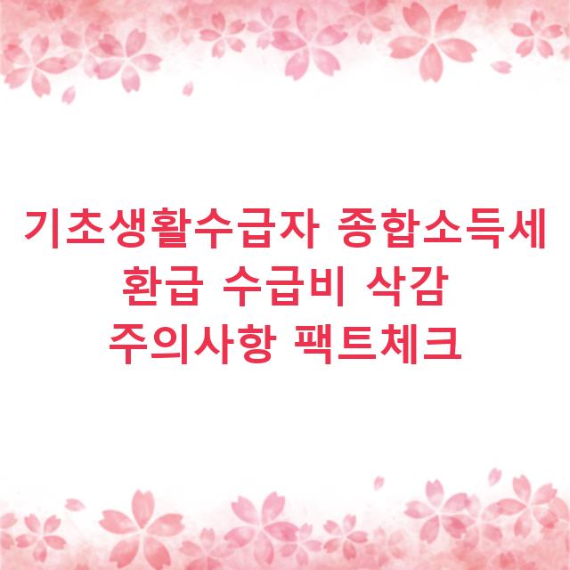 기초생활수급자 종합소득세 환급 수급비 삭감 주의사항 팩트체크
