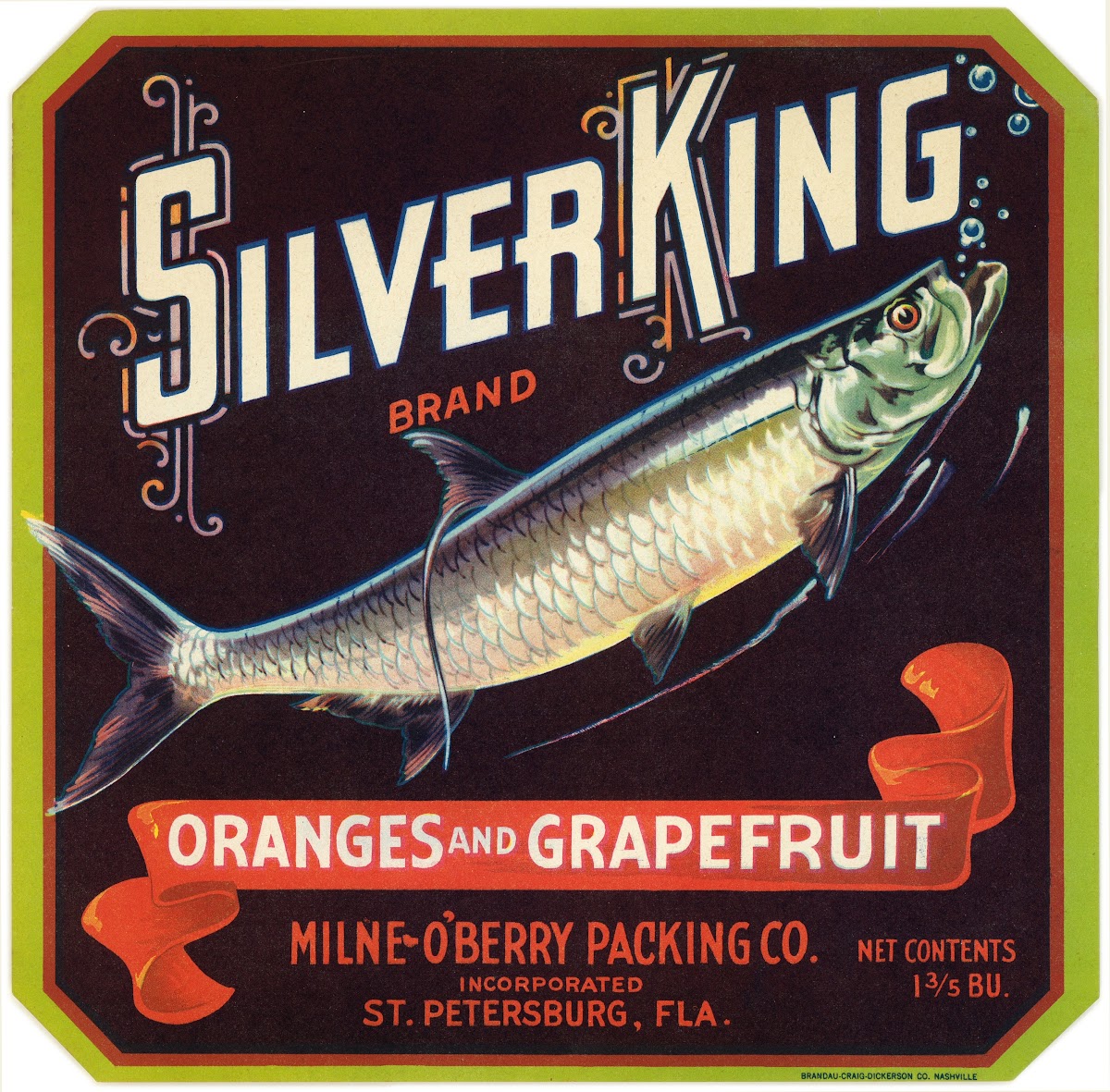 Silver King Brand Oranges and Grapefruit Label 1940s