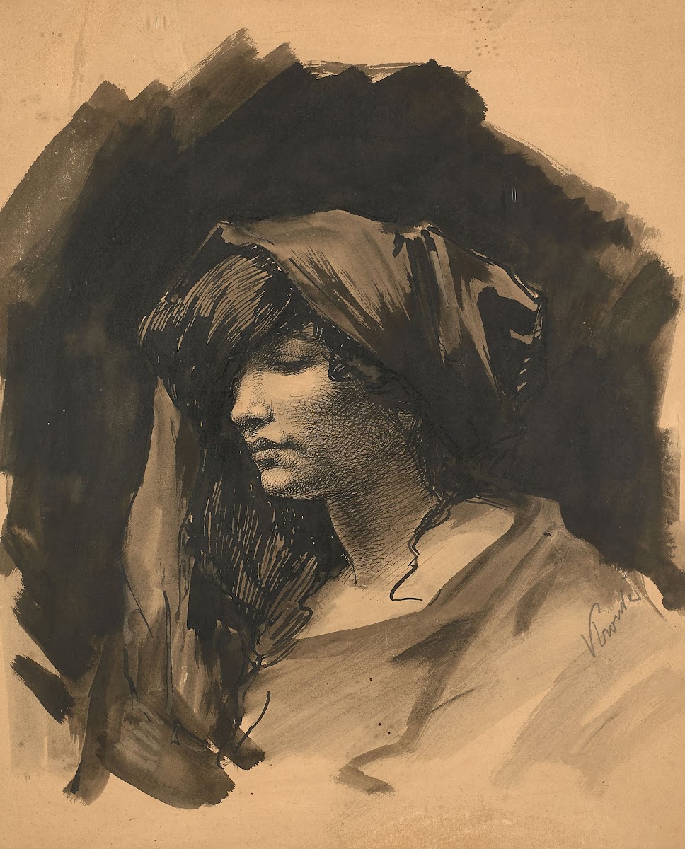 Buste de femme au fichu