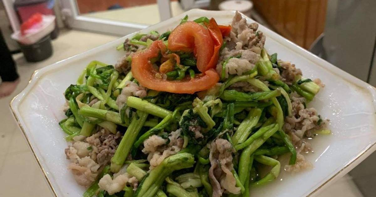 Rau cần xào thịt bò