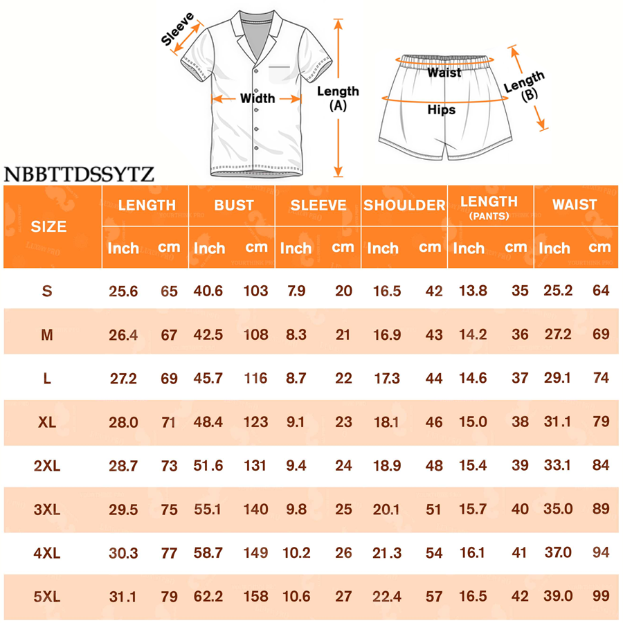 3D Adult short-sleeved shirt pajama set without line