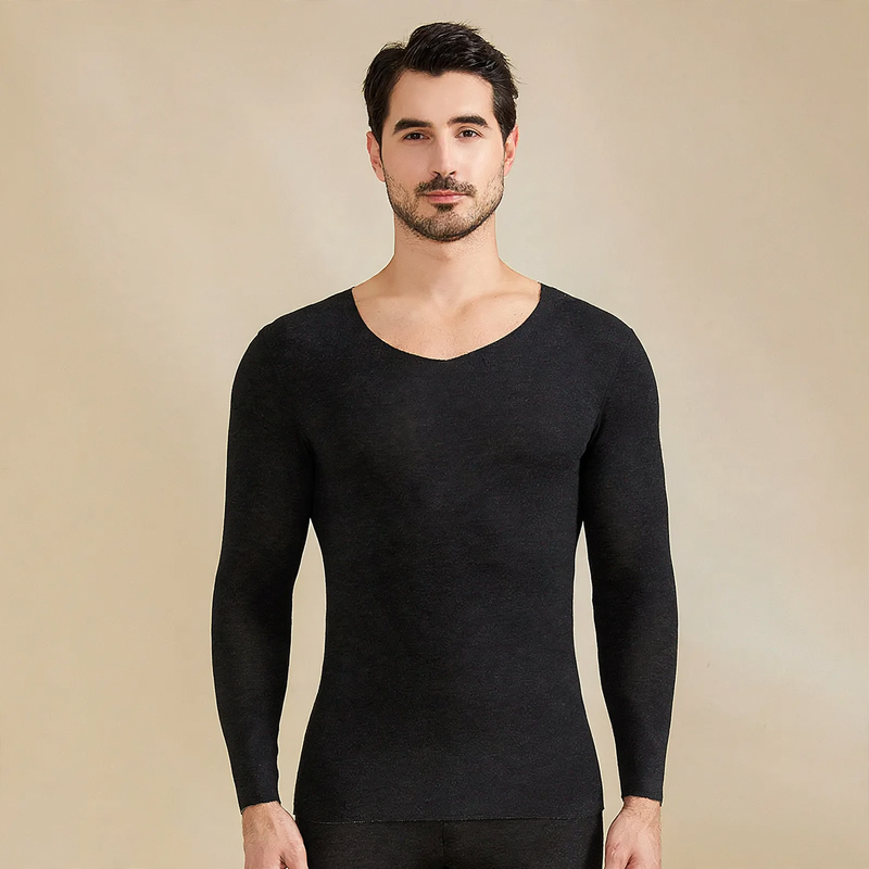 Thermal underwear set, lined, round neck